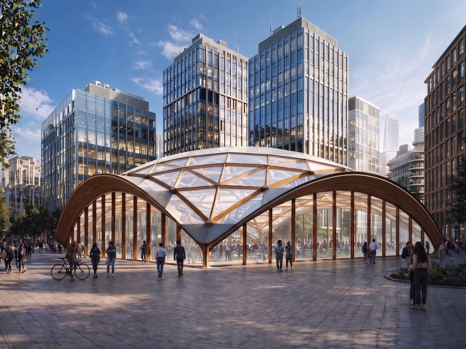 Wooden gridshell structure in Montpellier, France